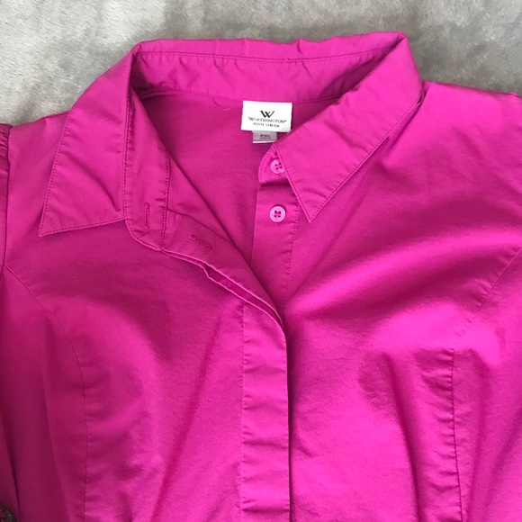 Fuchsia Short-Sleeved Button Down - Picture 2 of 2